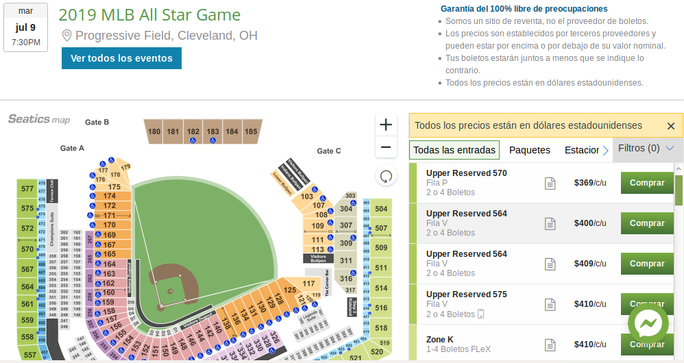 Boletos 2019 MLB All Star Game 