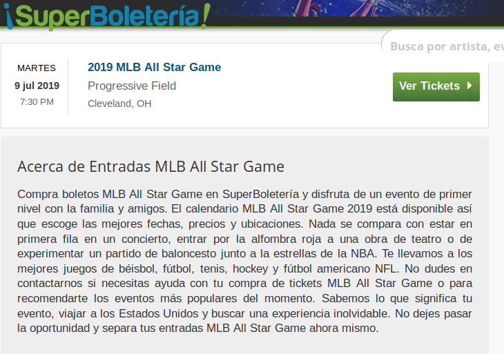 Boletos 2019 MLB All Star Game 
