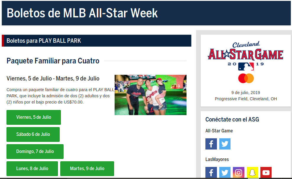 MLB ALL STAR GAME VENTA DE BOLETOS