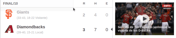 Giants vs. Diamondbacks