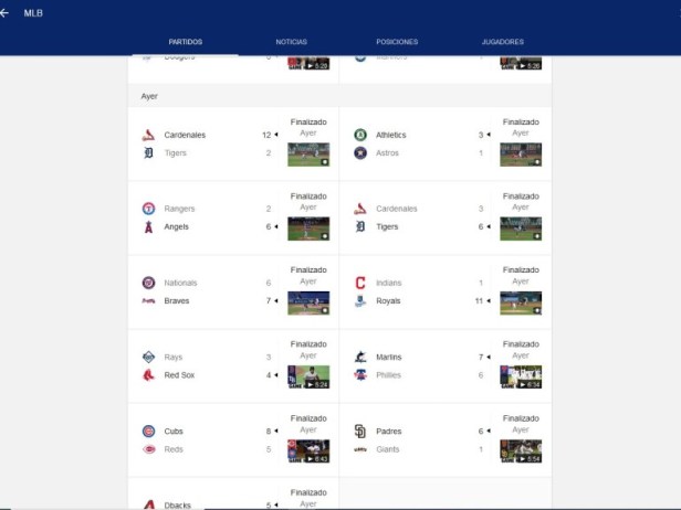 Resultados de la MLB